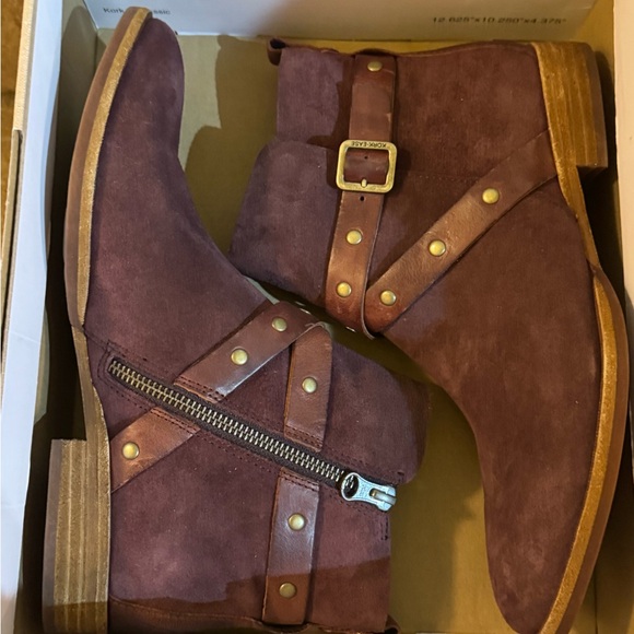 Kork-Ease Maroon Ankle Boots with Strap - Picture 6 of 6